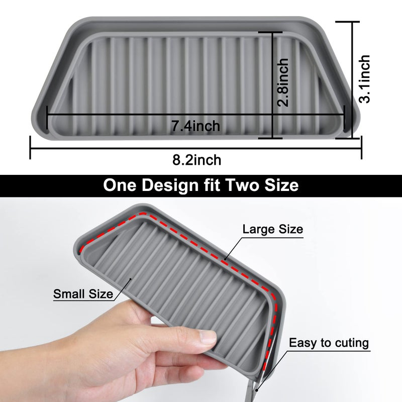 Kindga Refrigerator Drip Catcher Tray,Protector Ice And Water Dispenser Pan,Fridge Spills Water Pad Catch Basin For Drainage (Rectangular,Grey) - Image 2